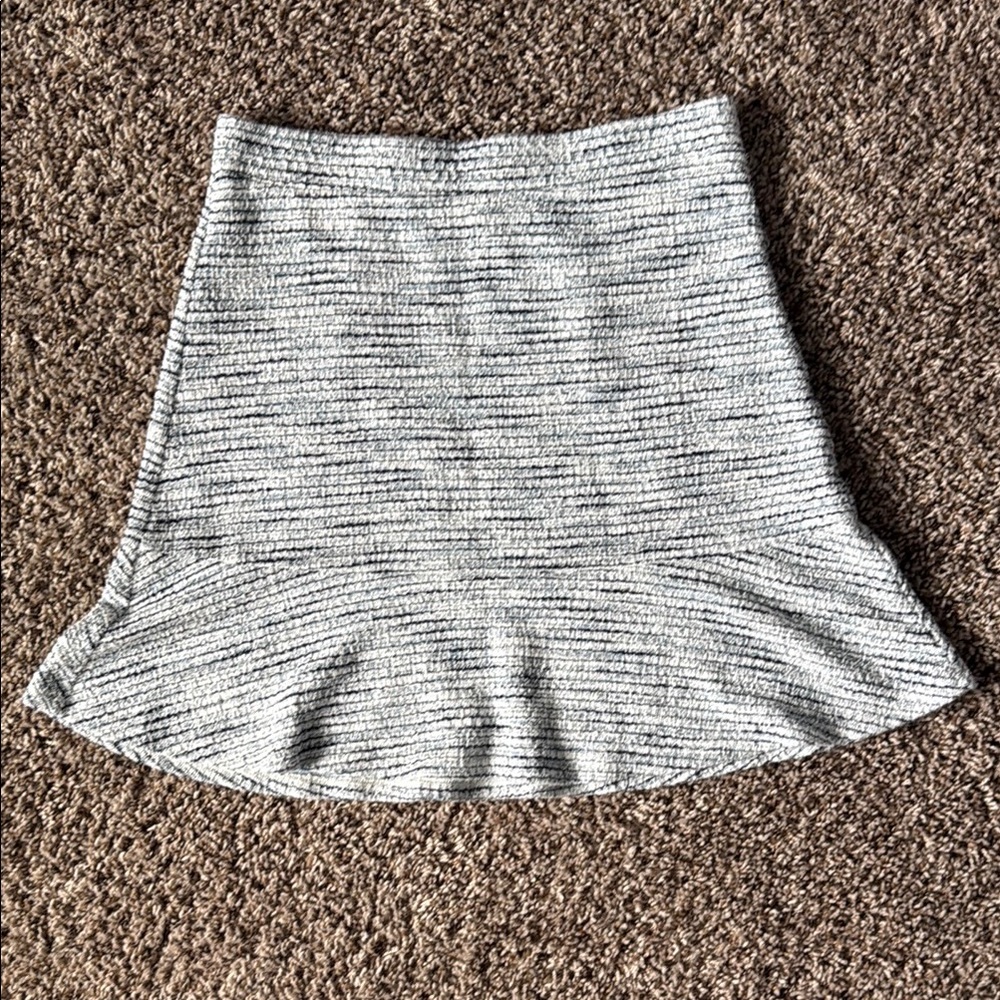 LOFT White and Blue Ribbed A-Line Mini Skirt
